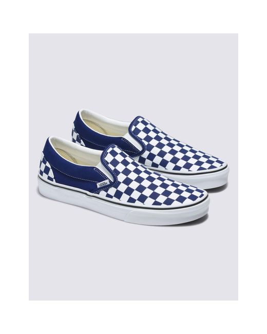Vans Blue Classic Slip On Checkerboard Sneakers for men