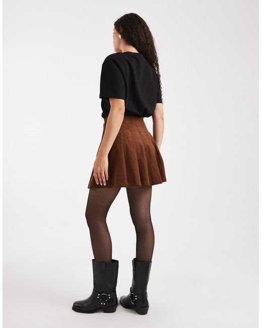 New Look Black Corduroy Pleated Buckle Mini Skirt