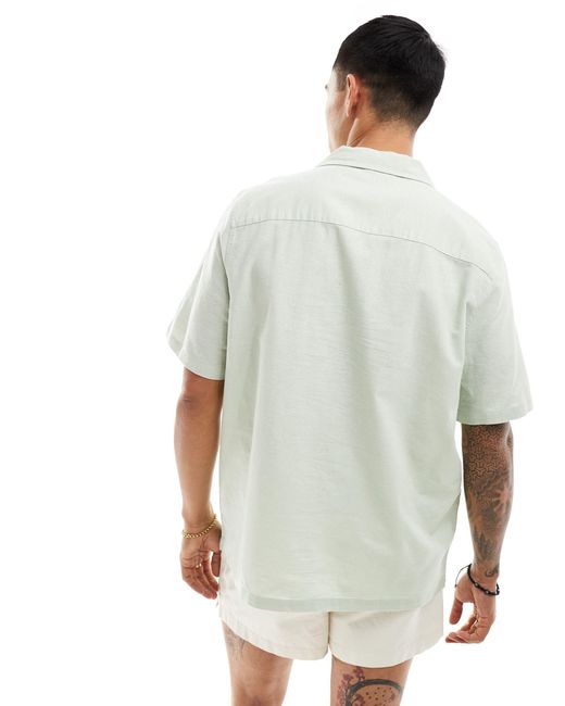 ASOS – legeres hemd aus leinenmix in White für Herren