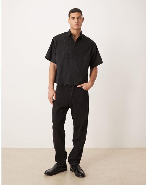 Chemise coupe carrée oversize ASOS pour homme en coloris Black