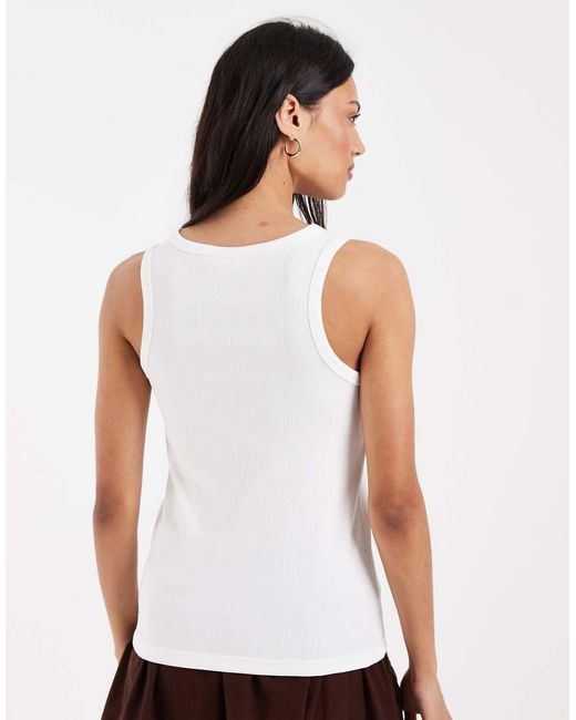 Pieces White Lemon Embroidered Cotton Vest Top