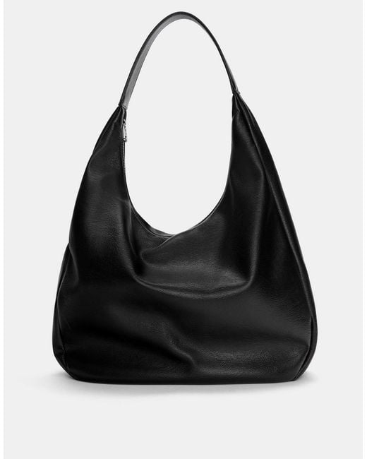 Pull&Bear Black – kunstleder-shopper