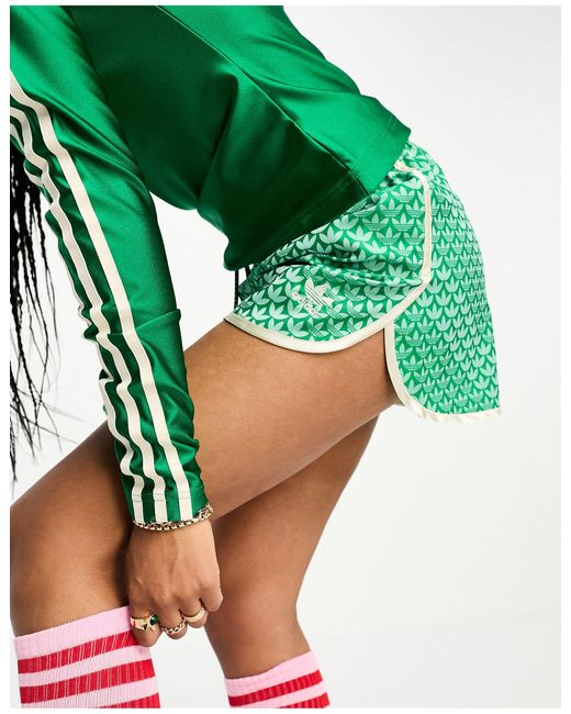 Adidas Originals Green Adicolor 70's Monogram Runner Shorts
