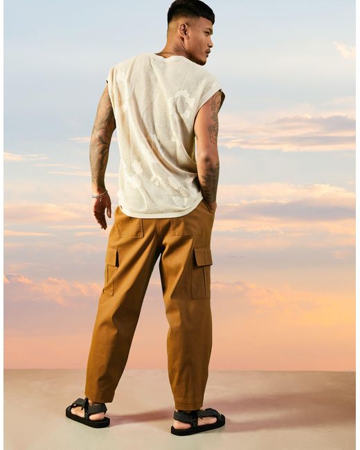 ASOS Cotton Wide Leg Trousers With 