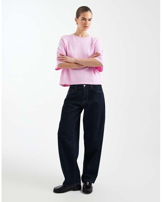 ONLY Purple Boxy Knitted Short Sleeve Top