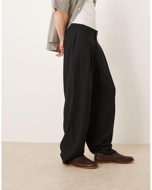 Pantaloni Eleganti A Fondo Ampio Neri Con Piega Sul Davanti di ASOS in Black da Uomo