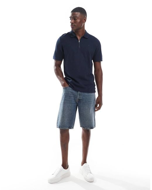 Jack & Jones Blue Zip Polo for men