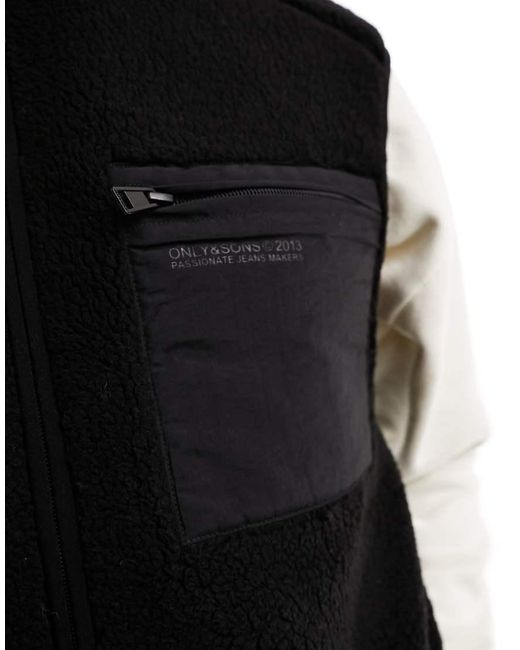 Only & Sons Black Borg Gilet for men