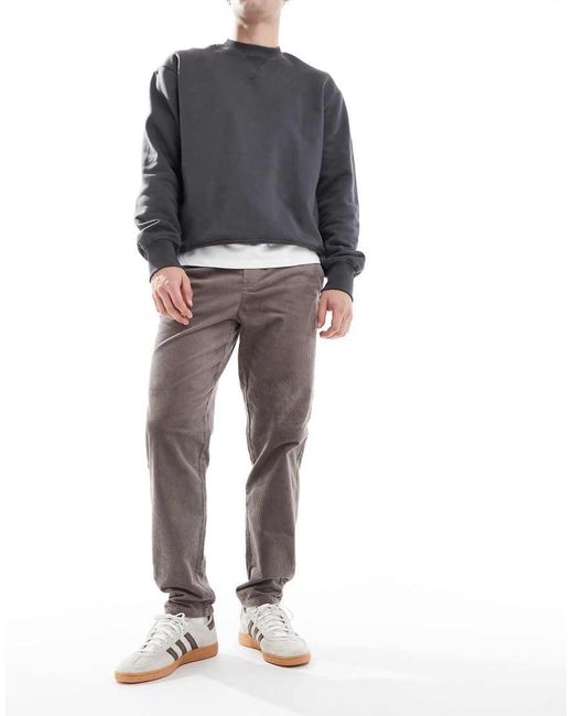 Pantalones Marrón Claro De Corte Tapered De Pana De Only & Sons de hombre de color Black