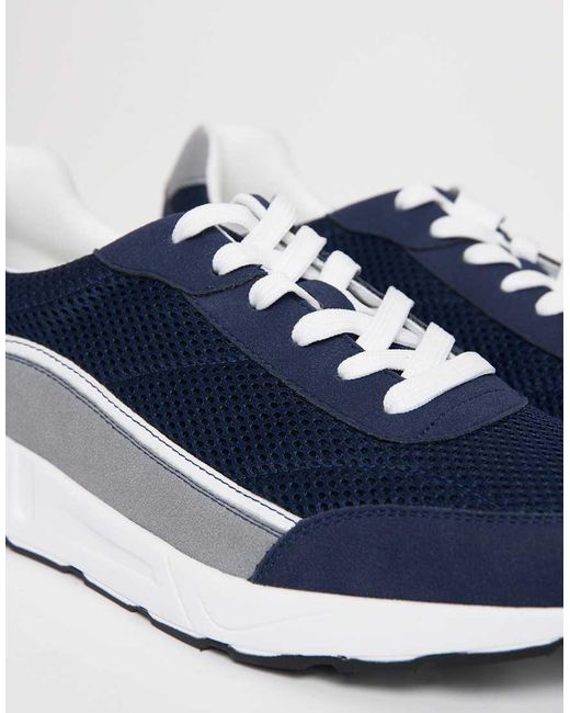 Threadbare Blue Retro Lace Up Trainers for men