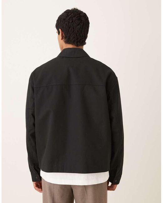 ASOS Black Oversized Harrington Jacket for men