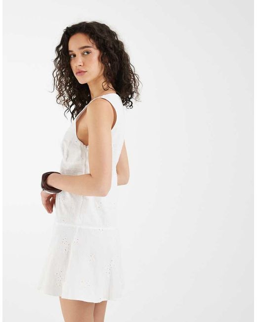 Motel White Raspati Broderie Mini Dress