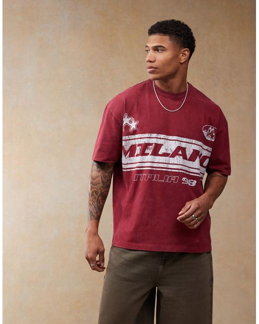 ASOS Red Oversized T-shirt With Front Chest Print for men