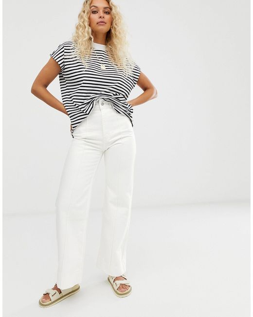 Weekday Cosmo Denim Trousers in White 