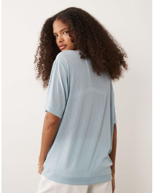 ASOS Blue – locker geschnittenes oversize-t-shirt aus strukturiertem netzstoff