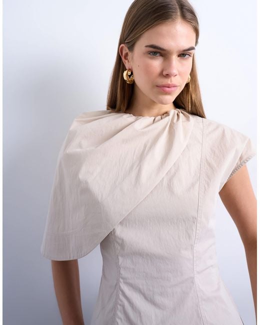TOPSHOP Gray Cape Structured Top