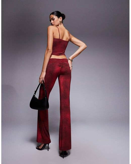 I.AM.GIA Red Beau Double Lace Trim V Front Fla Trouser Co-ord