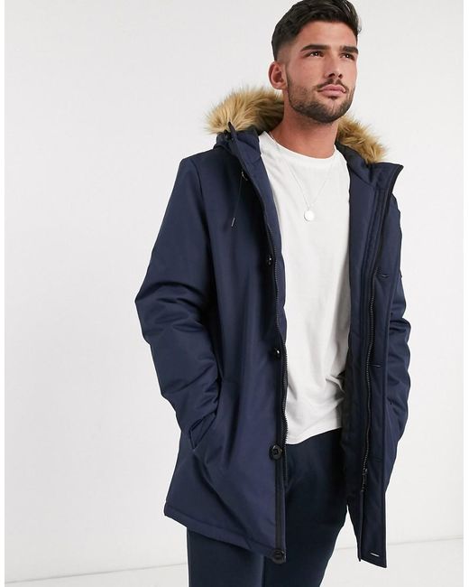 threadbare parka coat with faux fur trim hood