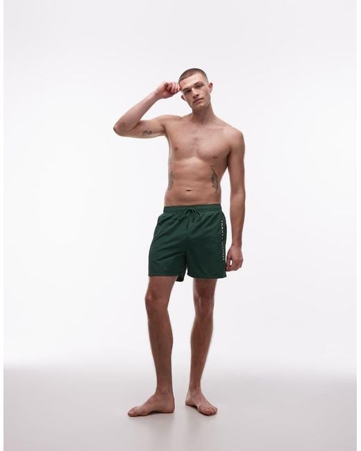 Tommy Hilfiger Green Zip Pocket Drawstring Logo Swim Short for men