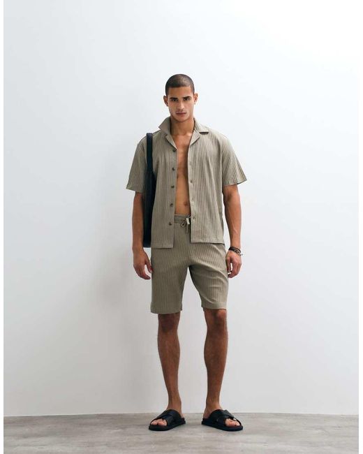 SELECTED Geribbelde Short in het Green voor heren