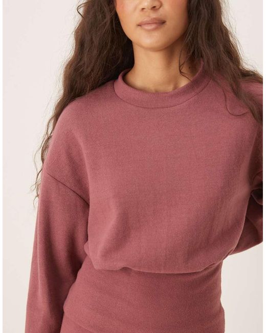 ASOS Zachte Top Met Korsettaille En Lange Mouwen in het Red