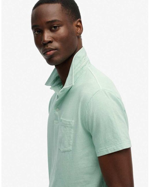 Superdry Green Classic Cotton Linen Polo Shirt for men