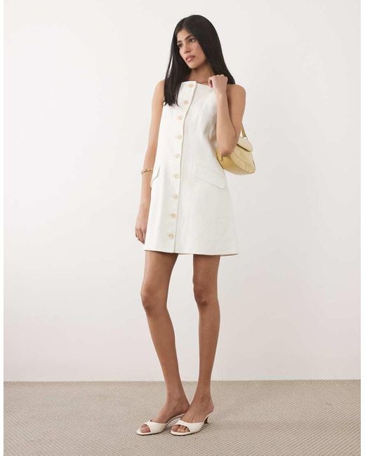 River Island White Strappy Button Down Mini Dress