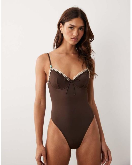 ASOS Brown Whitney Whip Underwired Swimsuit