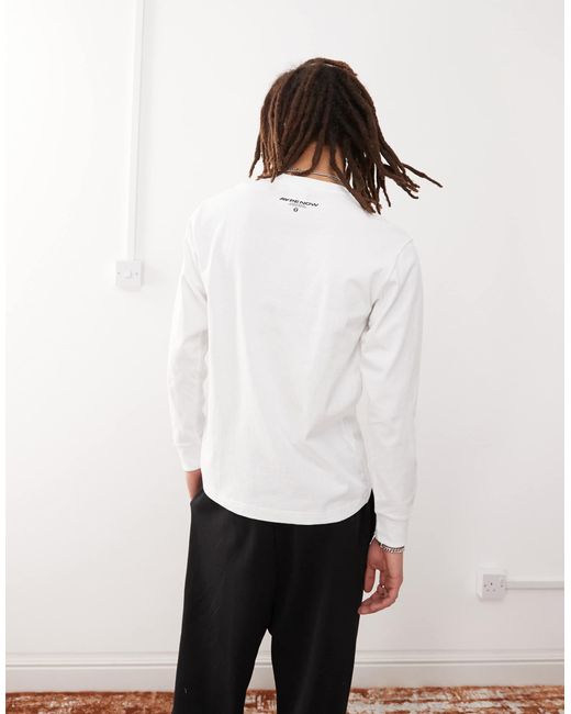 Aape By A Bathing Ape White Aape By A Bathing Ape Long Sleeve Logo T-shirt for men