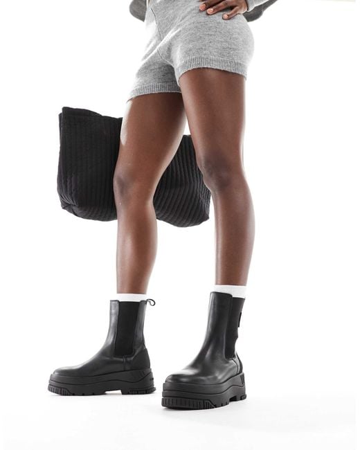 Tommy Hilfiger Black Urban Flatform Chelsea Boots