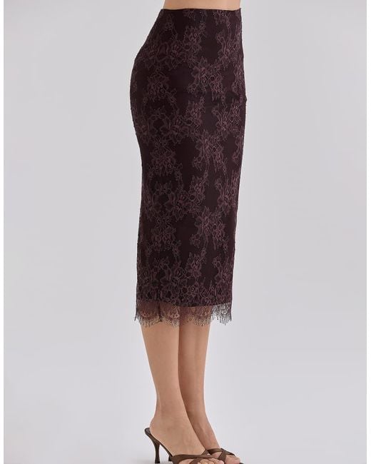 House Of Cb Brown Serelle Chocolate Lace Midi Skirt