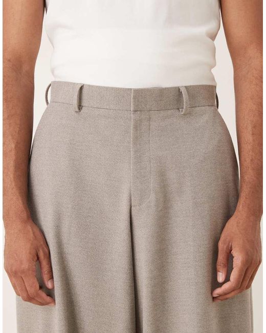 ASOS Natural Smart Wide Barrel Leg Trousers for men