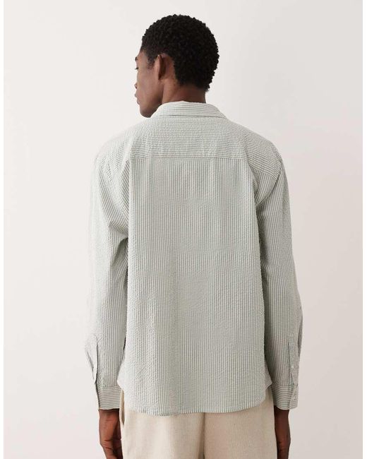 ASOS Gray Relaxed Seersucker Stripe Shirt for men
