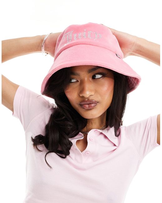 Juicy Couture Pink Diamante Velour Bucket Hat