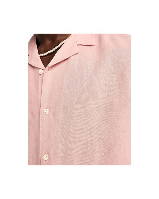 ASOS Ruimvallend Linnen Overhemd Met Reverskraag in het Pink voor heren