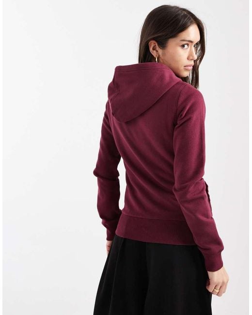 Hollister Red Full Zip Faux Fur Lining Hoodie