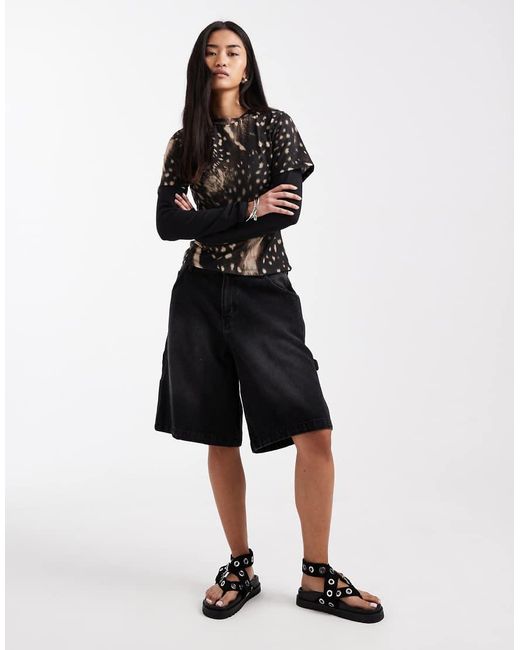 ASOS Black Double Layer Long Sleeve Top-multi