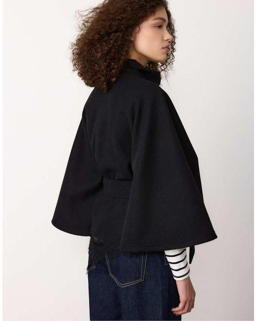 Stradivarius Black Soft-touch Cape Jacket