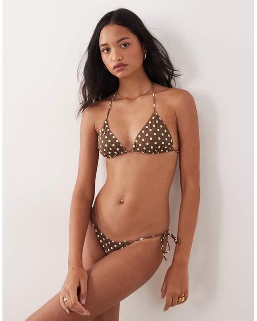 Free Society Brown Polka Dot Tieside Bikini Bottom
