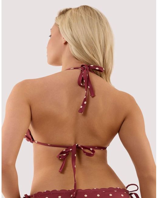 Peek & Beau Red Hazel Wine Spot High Apex Triangle Bikini Top
