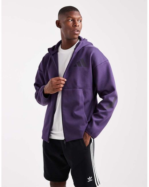Adidas Originals Purple Z.N.E. Full-Zip Hooded Track Jacket for men