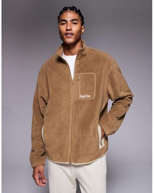 Sweat oversize en polaire à col cheminée zippé avec poche poitrine - marron ASOS pour homme en coloris Natural