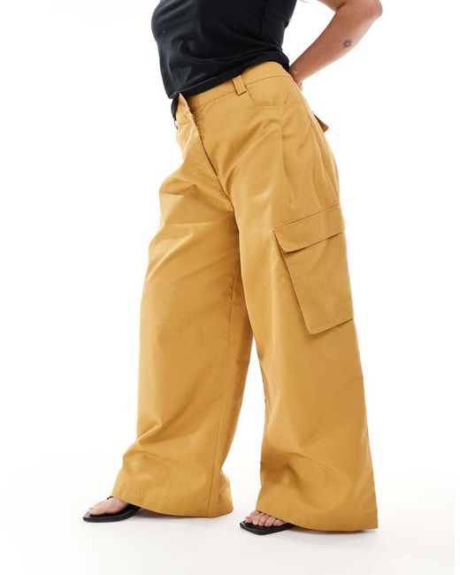 ASOS Brown Asos Design Curve Oversized Balloon Trousers With Utility Pocket Detail
