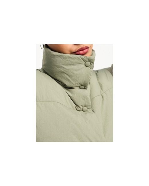Cotton On White Cotton On Button Up Mother Puffer Vest Jacket