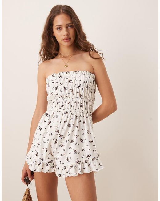 ASOS Multicolor Ruffle Bandeau Playsuit It Ditsy Print