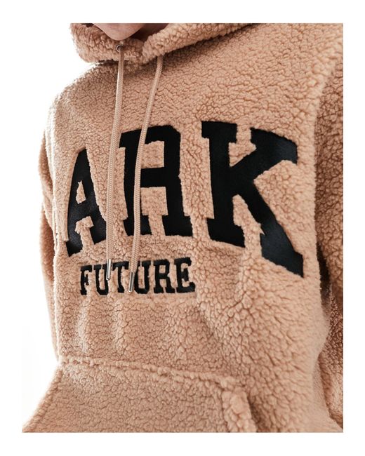 ASOS Asos – dark future – oversize-kapuzenpullover aus teddystoff in Natural für Herren