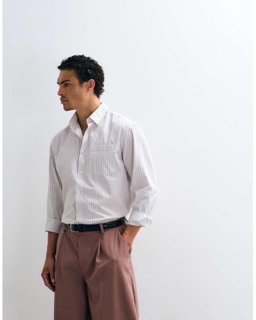 Jack & Jones White Poplin Stripe Shirt for men