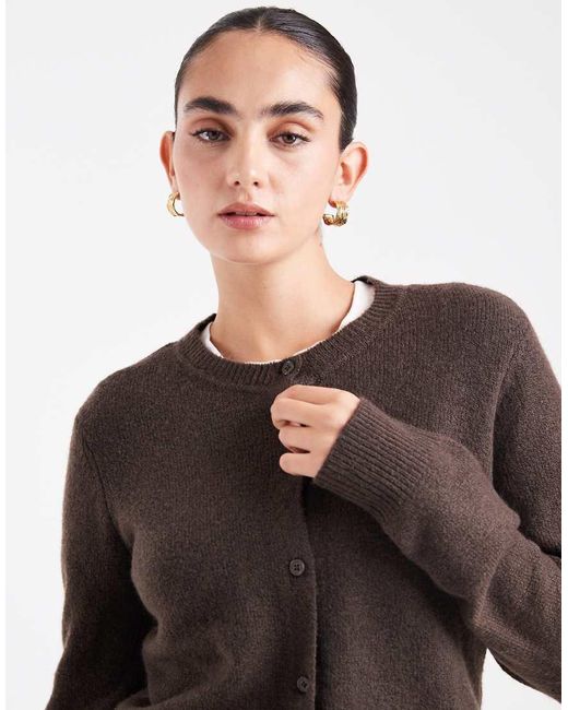 Pieces Brown Knit Cardigan
