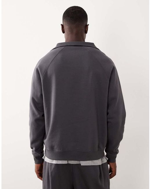 Sudadera Gris Carbón Holgada Con Cremallera Corta De ASOS de hombre de color Gray