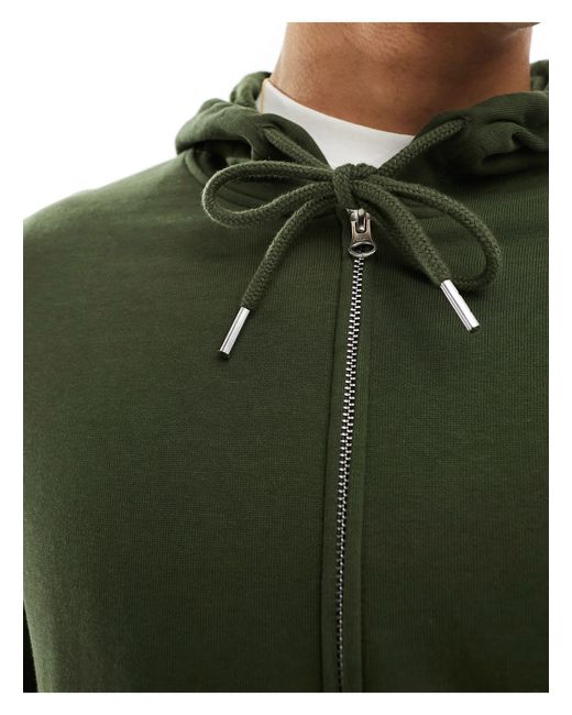 ASOS Green Zip Through Hoodie for men